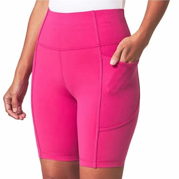 Mondetta Ladies' Active Ribbed Bike Short Pink X-Large - Picture 1 of 11